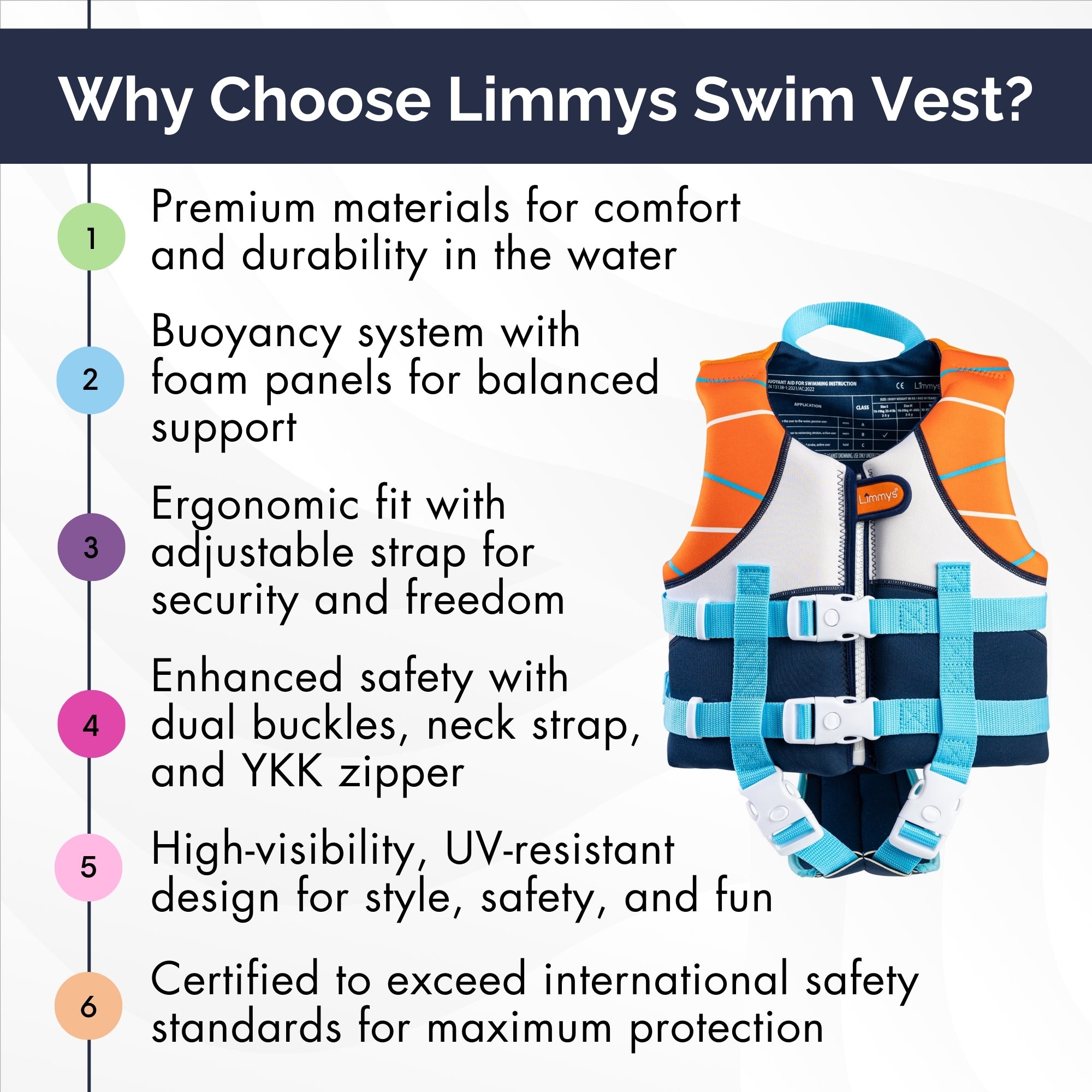 Premium Neoprene Swim Vest - Sunset Blue