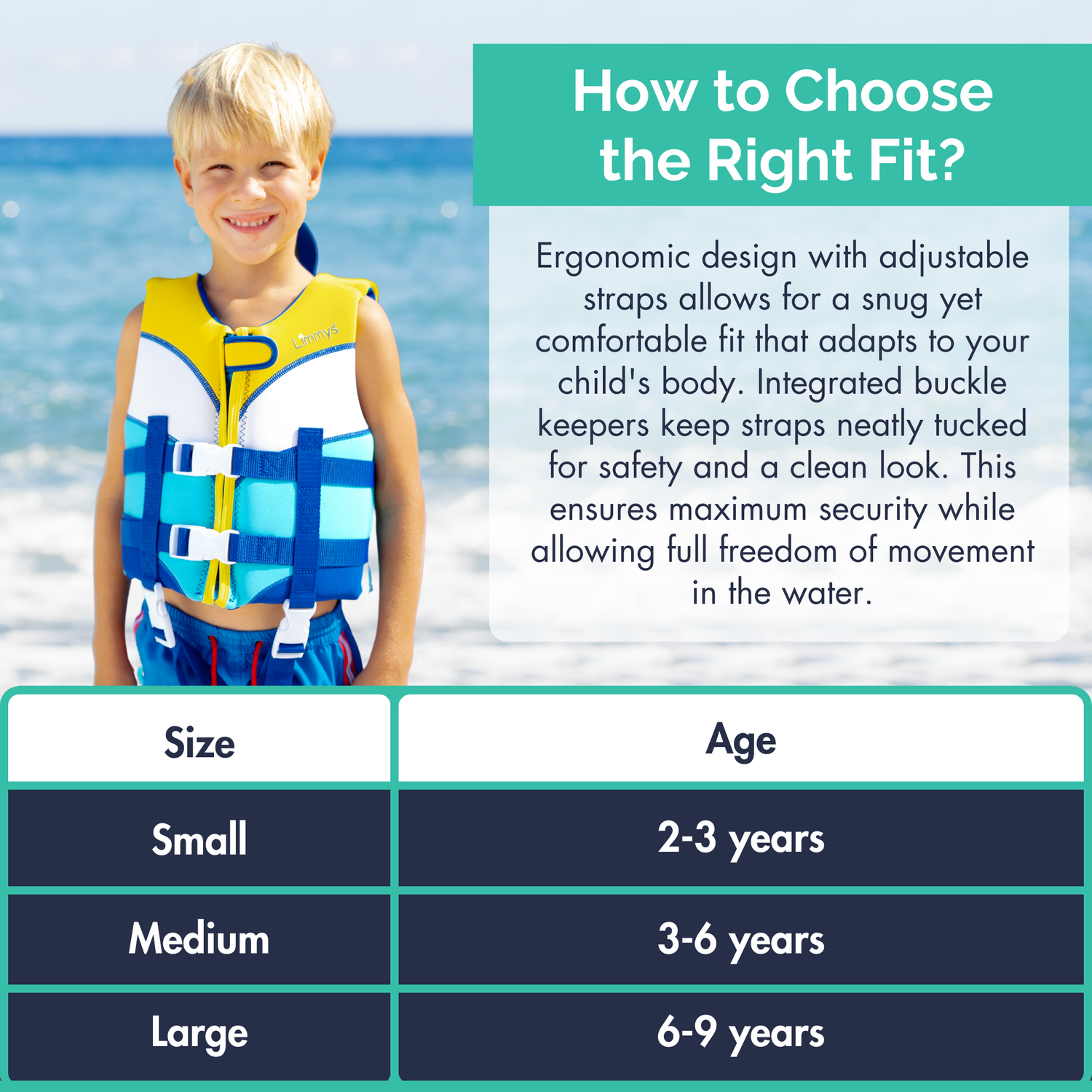 Premium Neoprene Swim Vest - Sunshine Blue
