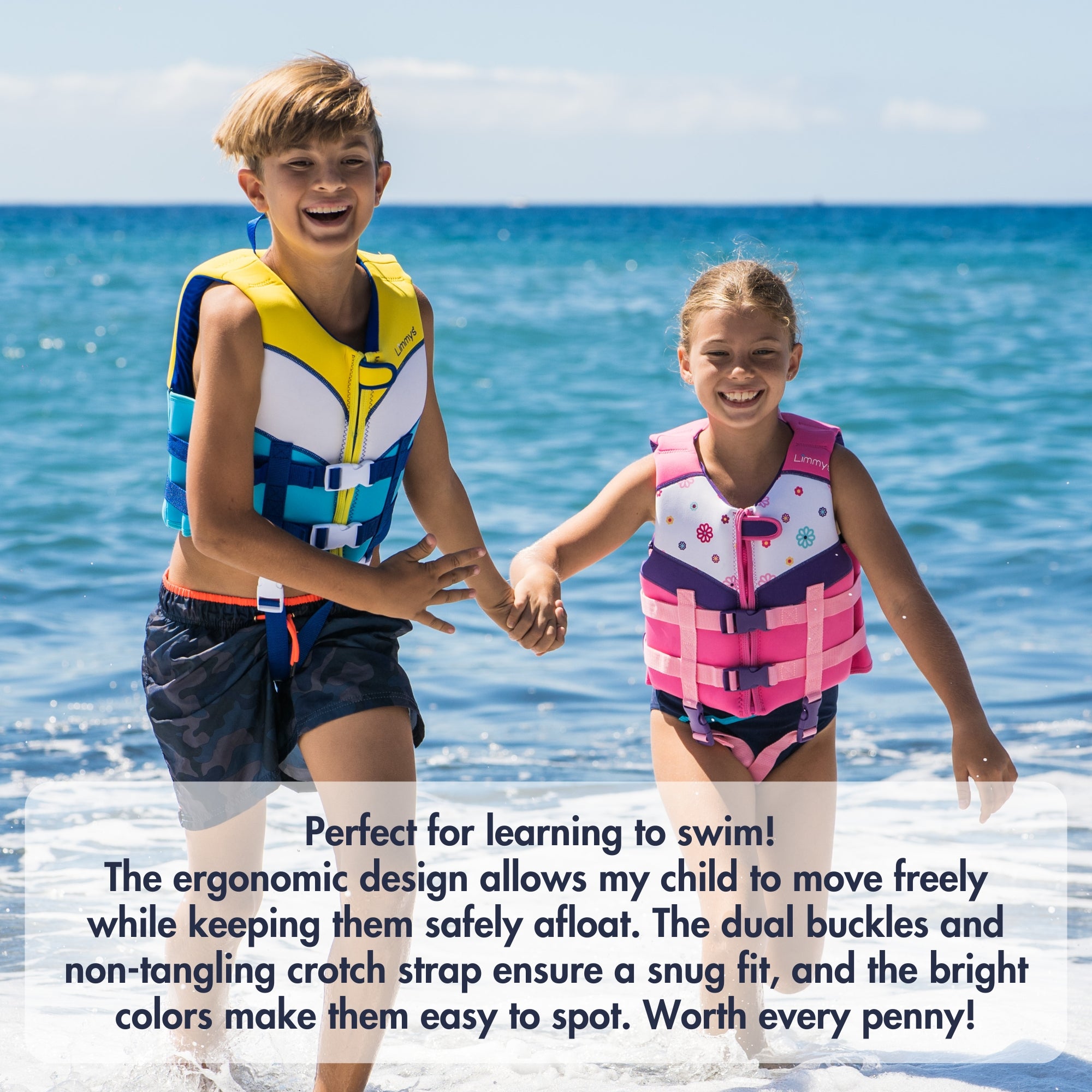 Premium Neoprene Swim Vest - Sunshine Blue