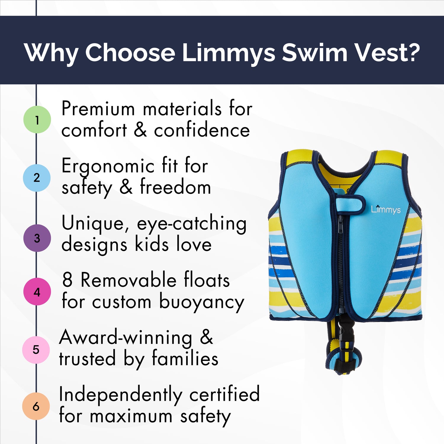 Premium Neoprene Swim Vest - Azure Blue
