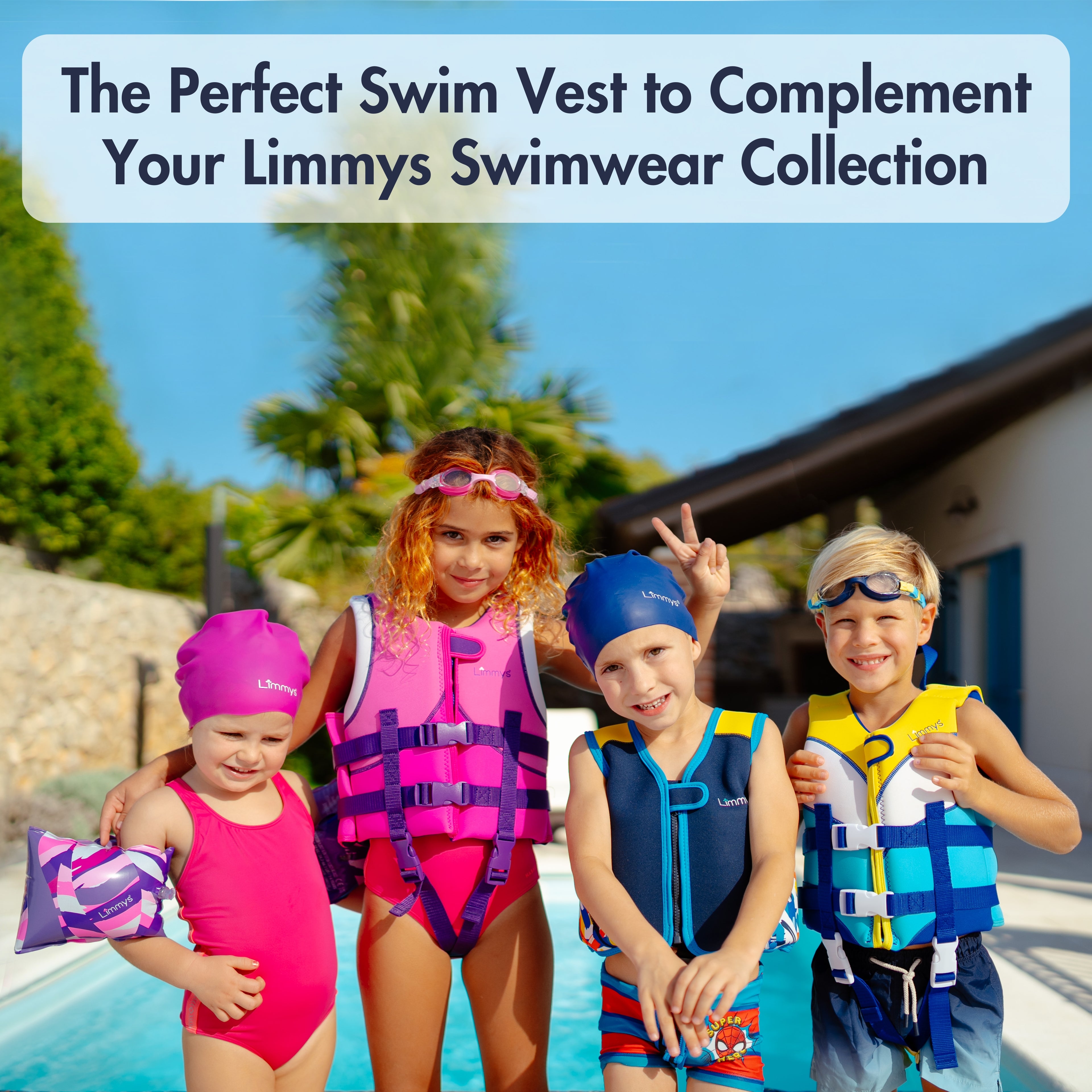 Premium Neoprene Swim Vest - Pink Windmill