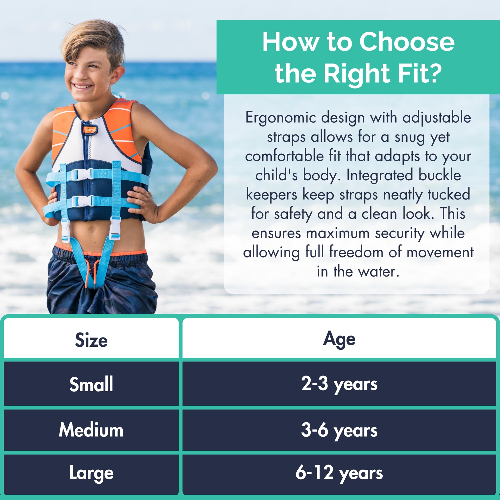 Premium Neoprene Swim Vest - Sunset Blue