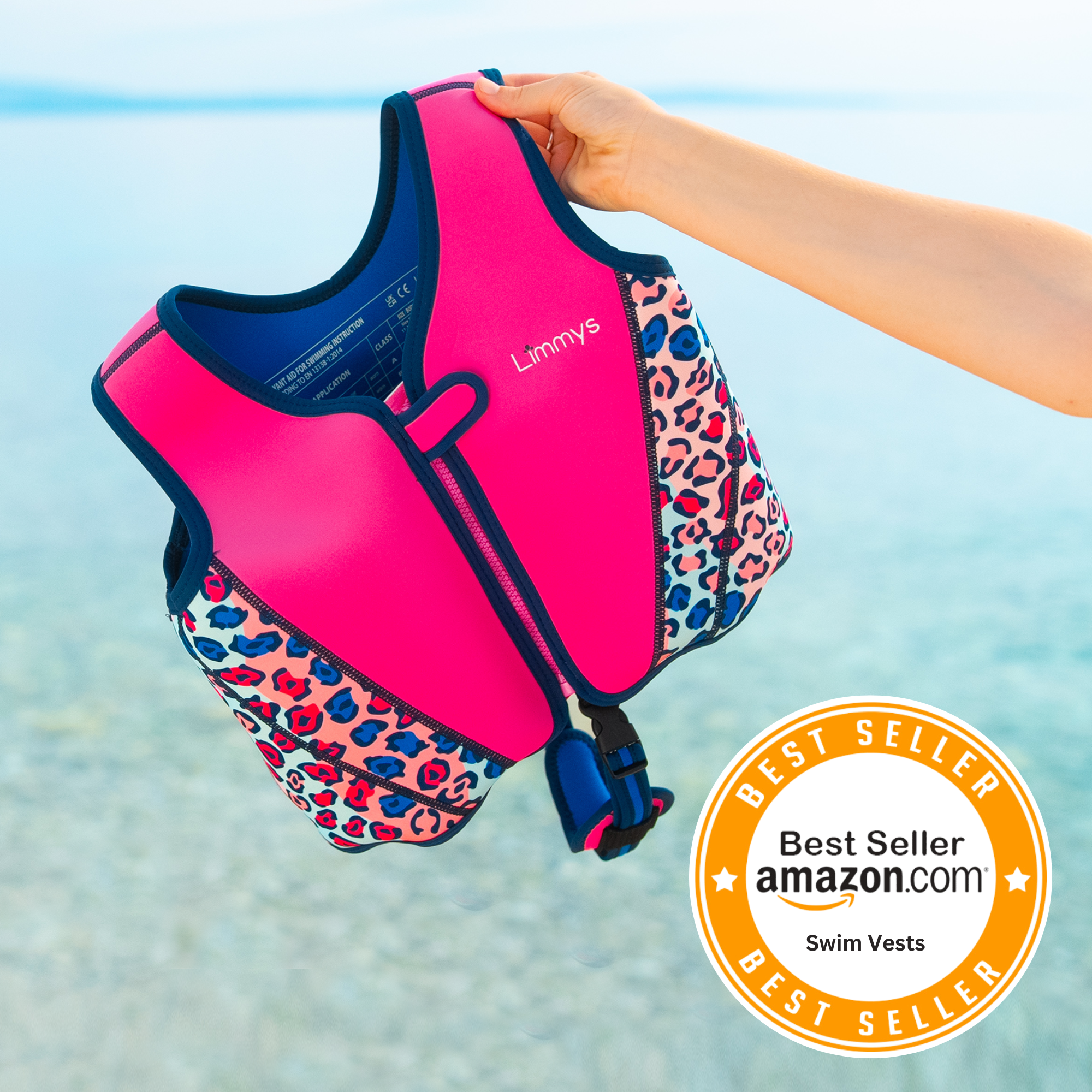 Premium Neoprene Swim Vest - Pink Leopard