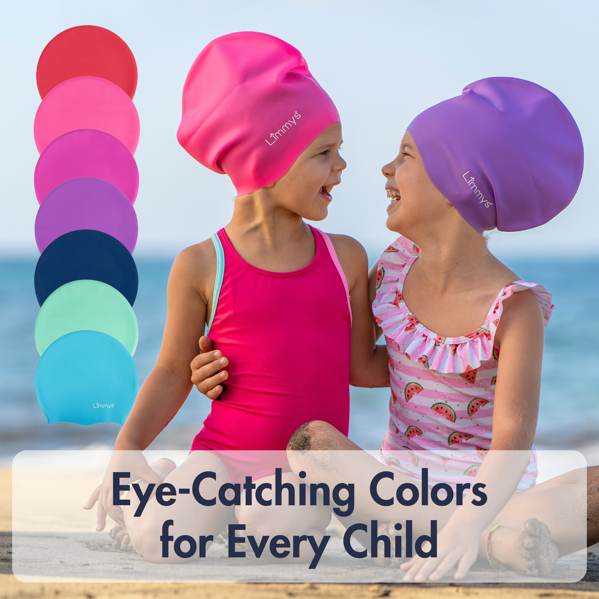 Premium Kids Long Hair Swim Caps