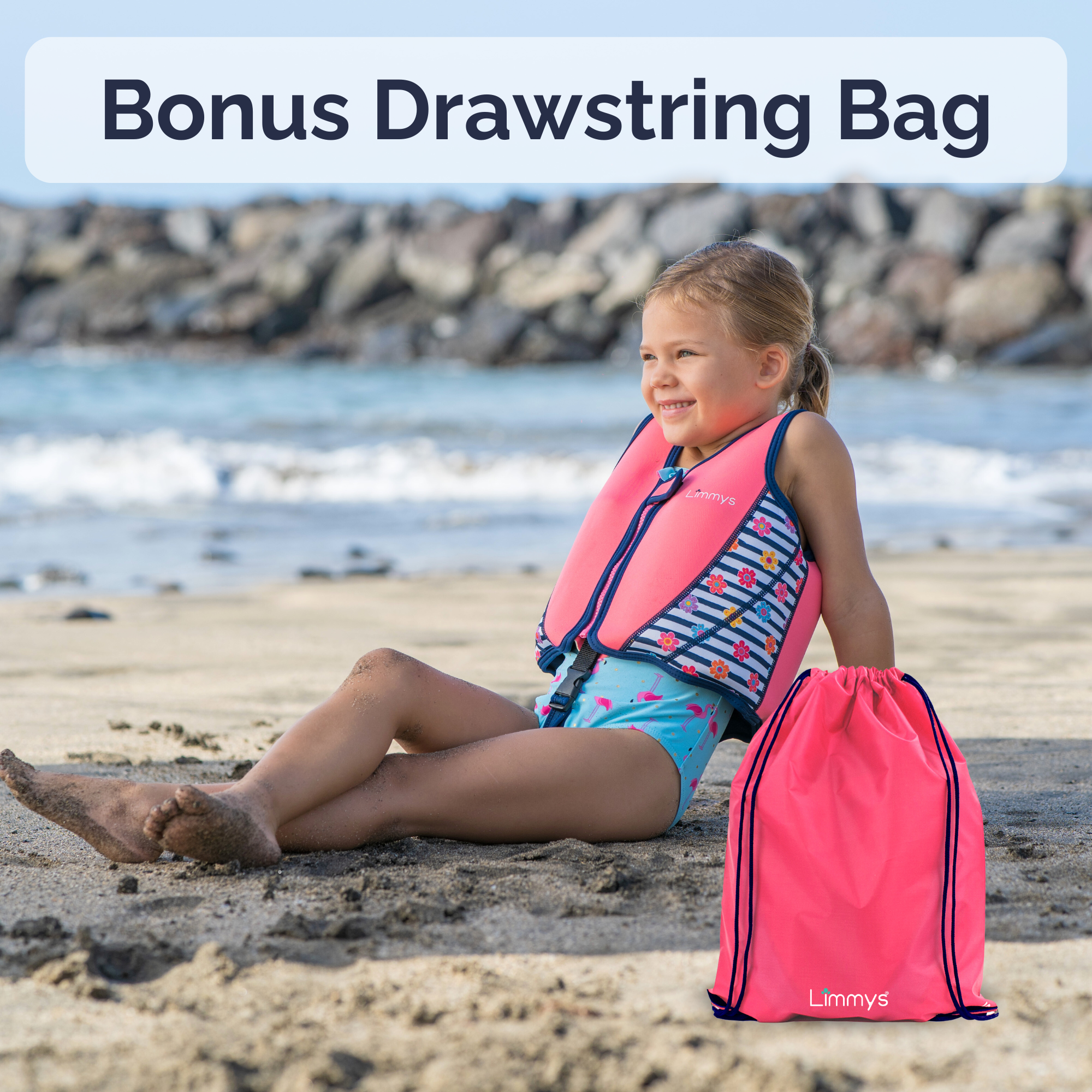 Premium Neoprene Swim Vest - Pink Blossom