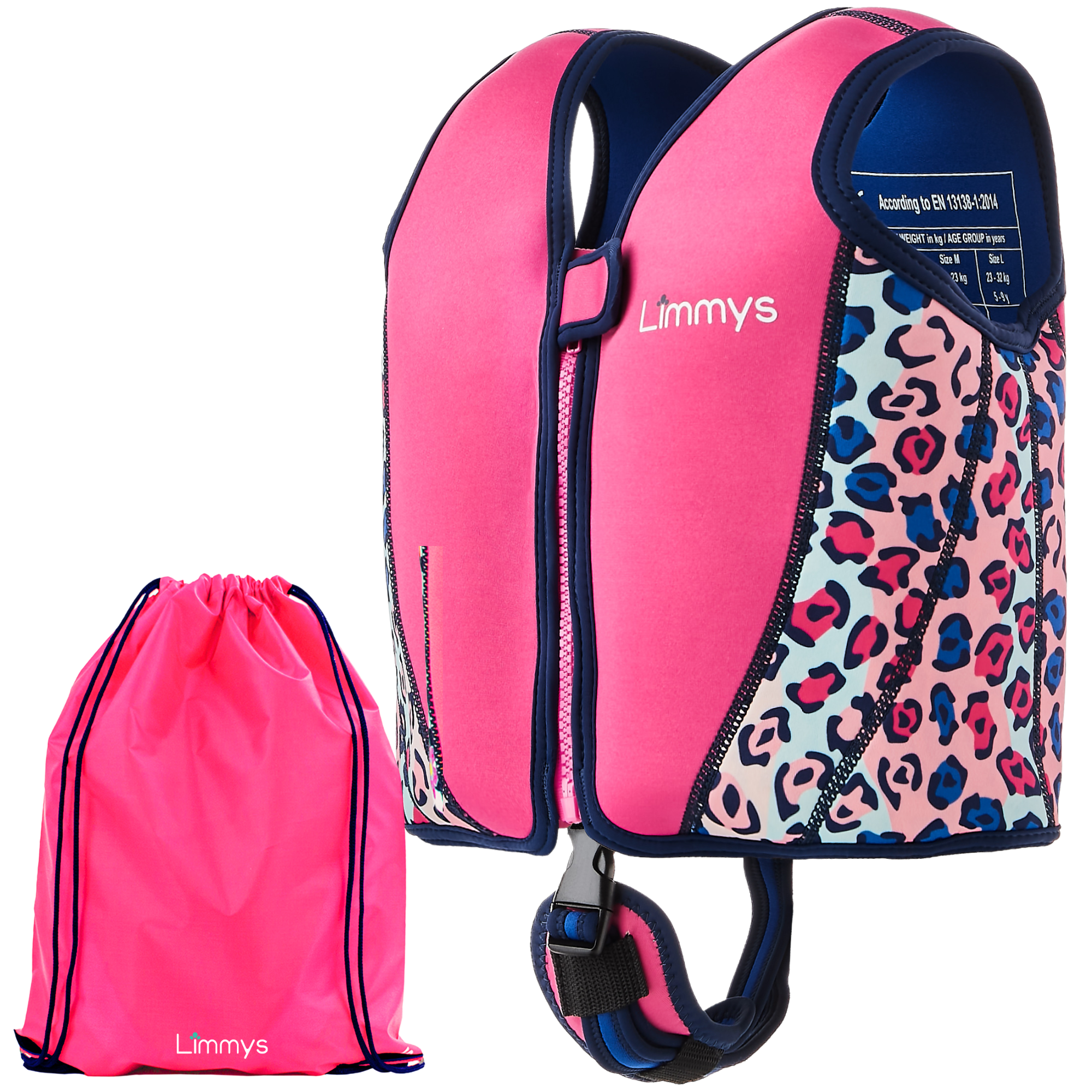 Premium Neoprene Swim Vest - Pink Leopard