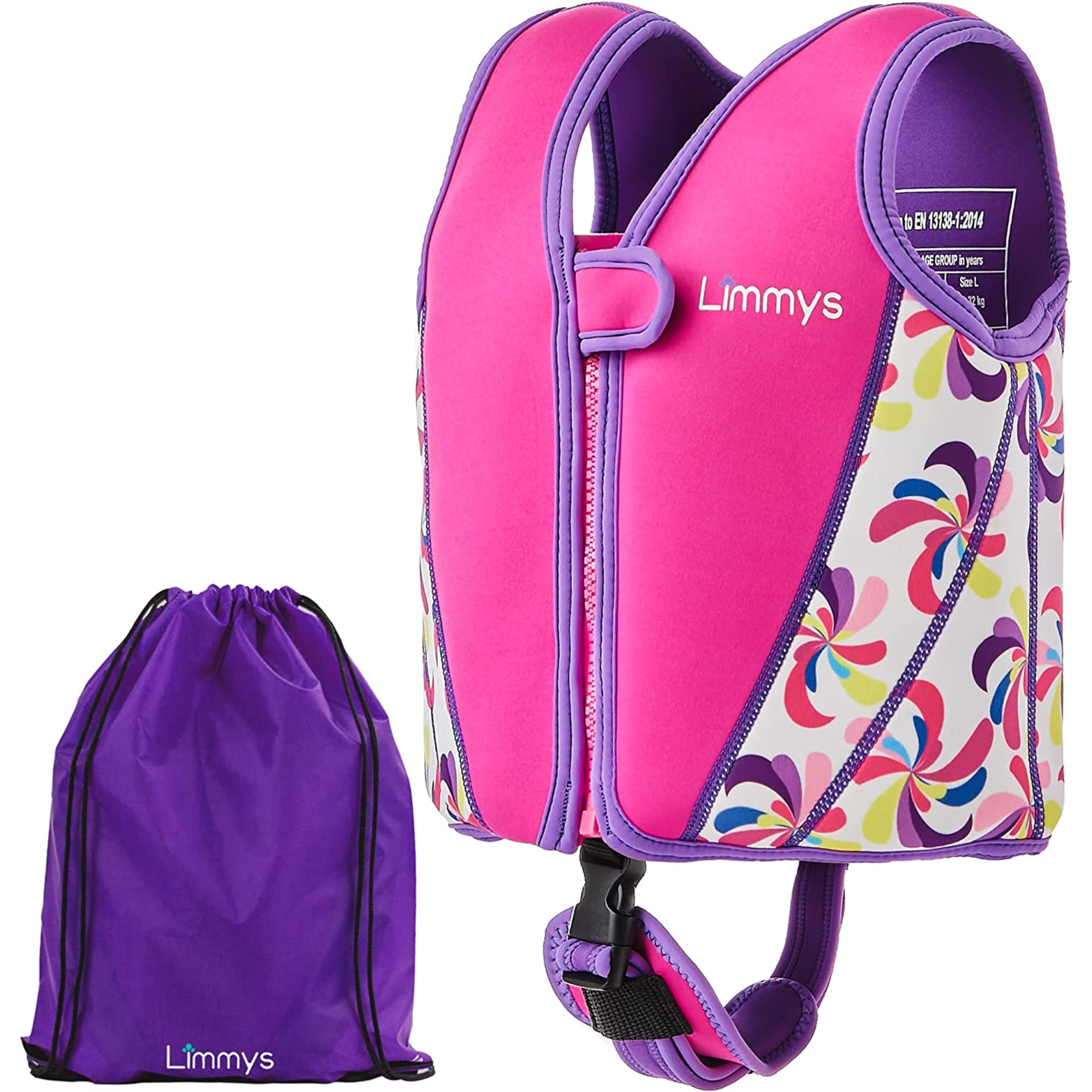 Premium Neoprene Swim Vest - Pink Windmill