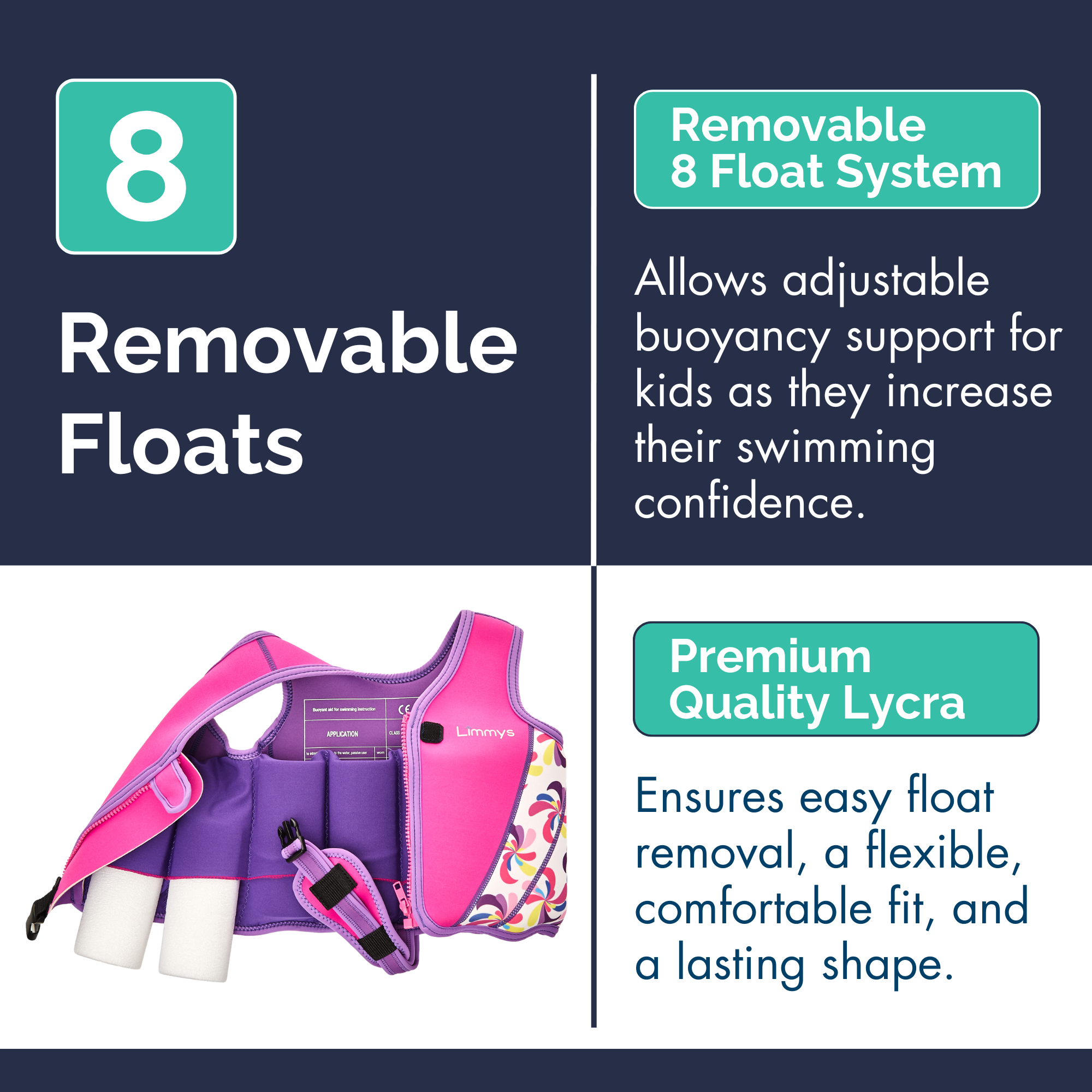 Premium Neoprene Swim Vest - Pink Windmill