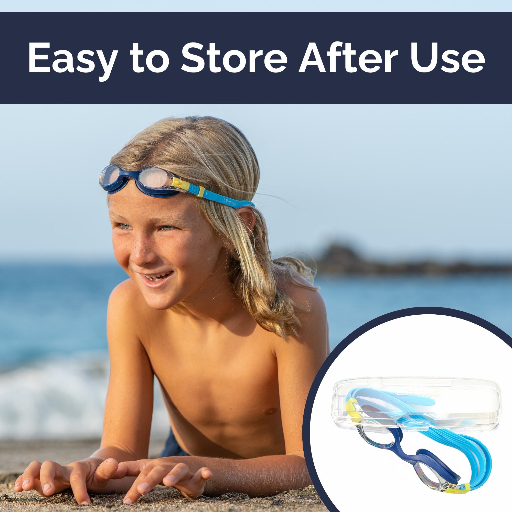 Premium Kids Swim Goggles - Blue