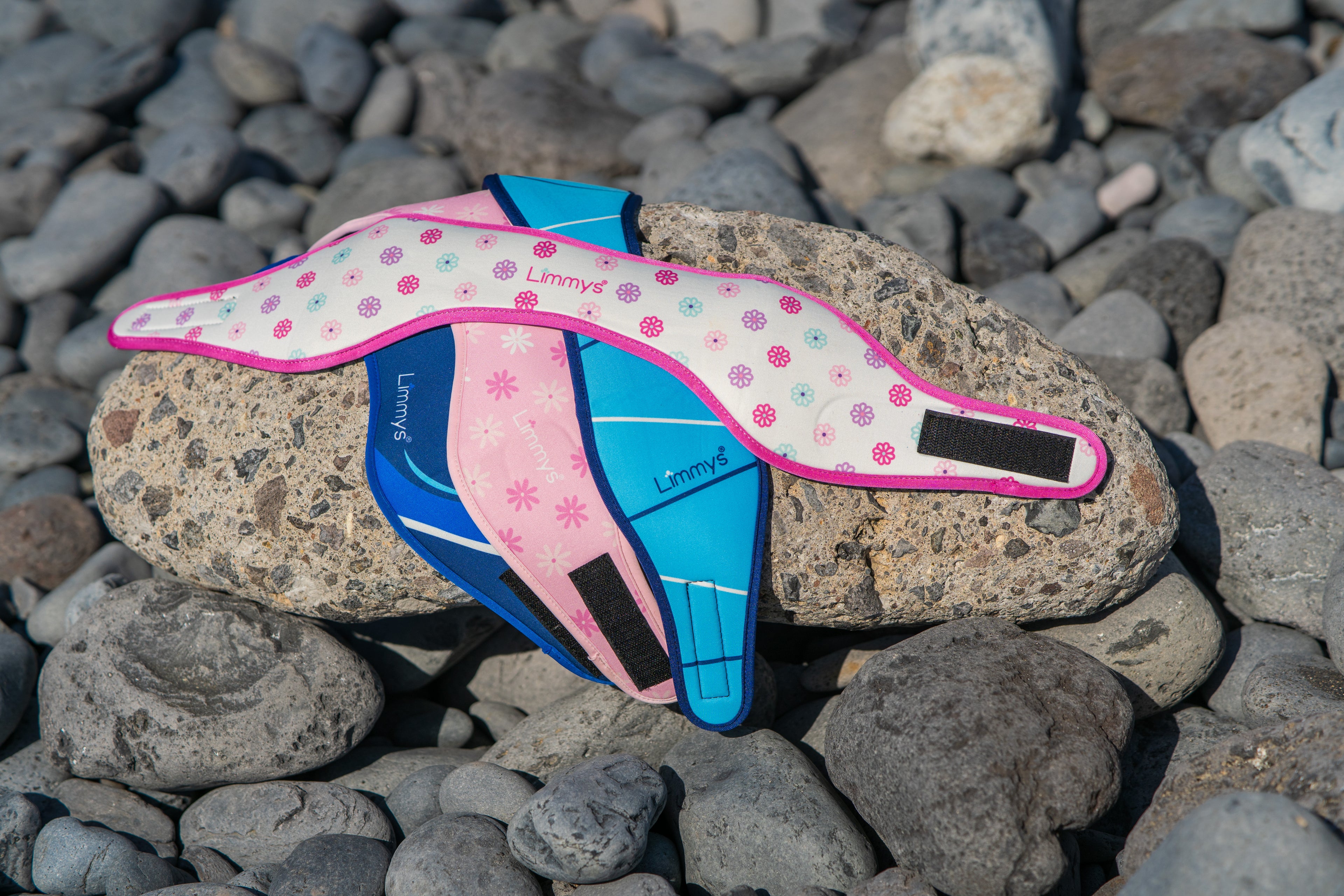 Colourful ear-protecting headbands.