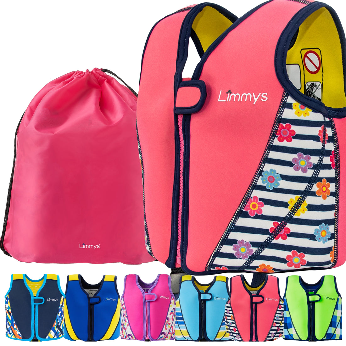 Premium Neoprene Swim Vest - Pink Blossom
