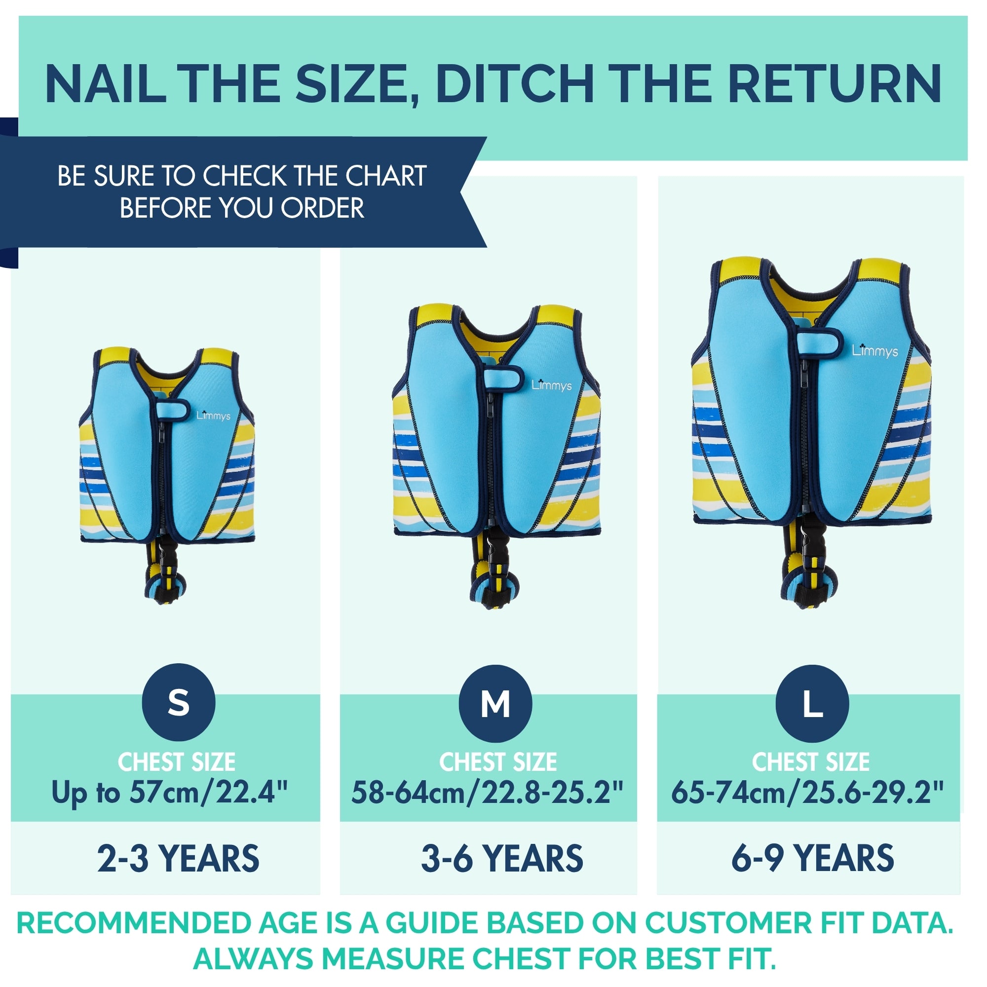 Premium Neoprene Swim Vest - Azure Blue