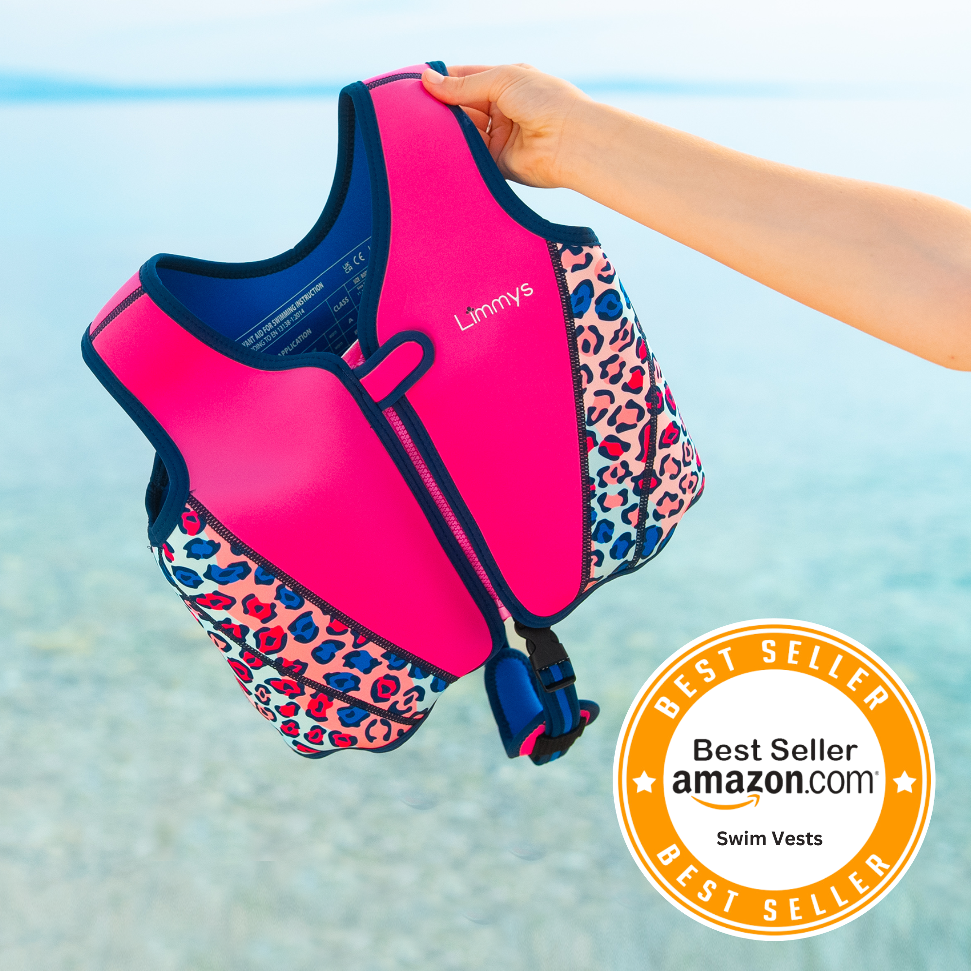 Premium Neoprene Swim Vest Pink Leopard