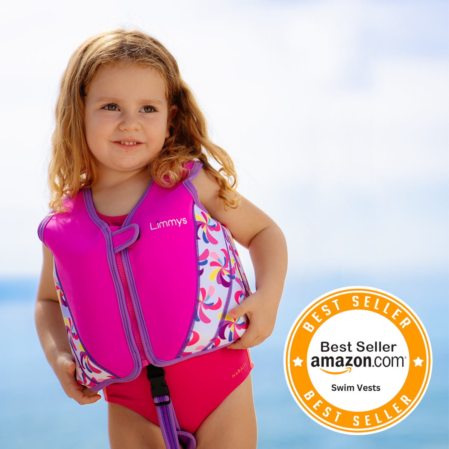 Premium Neoprene Swim Vest Pink Windmill