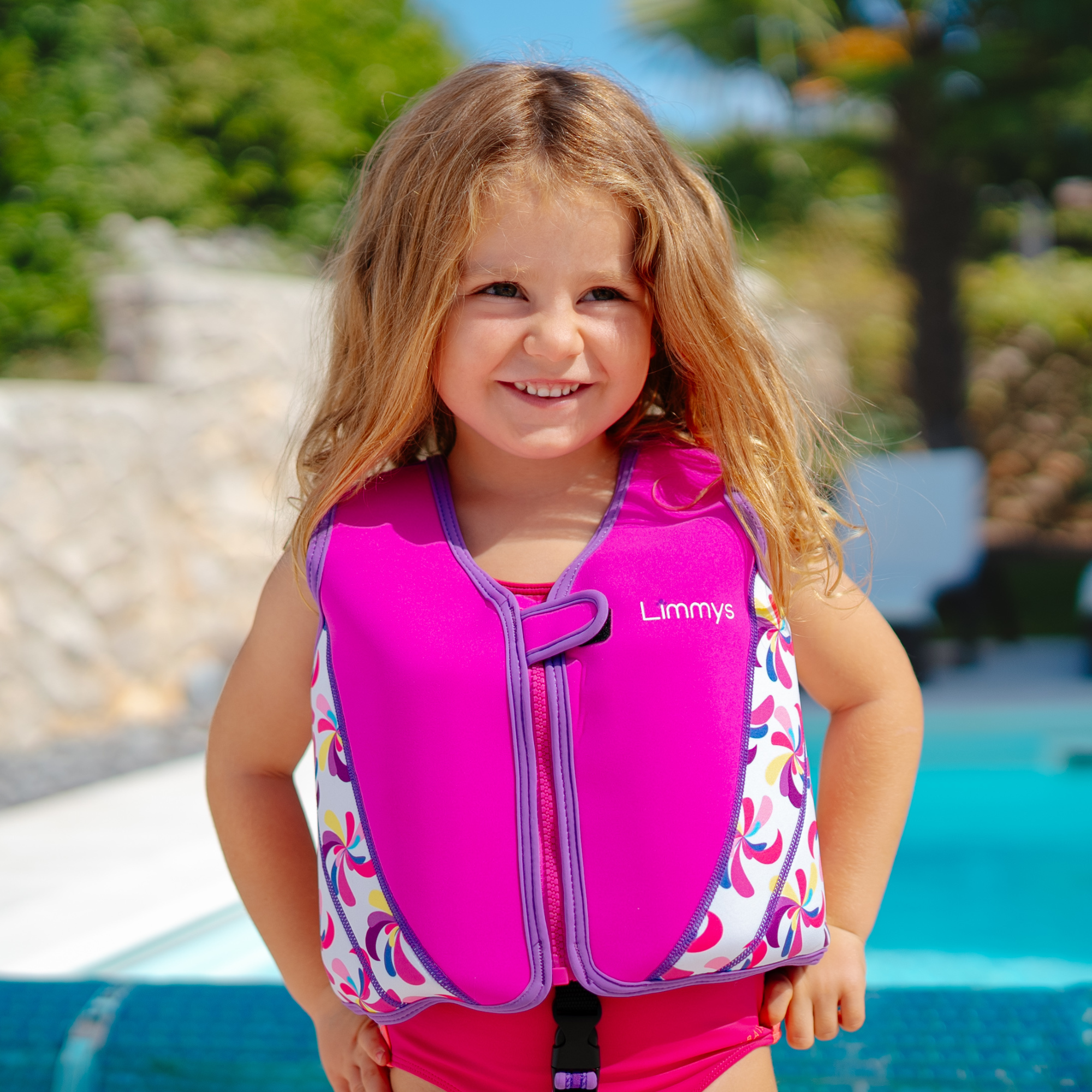 Premium Neoprene Swim Vest Pink Windmill